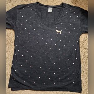 PINK Victoria's Secret Rhinestone Glitter Spellout Oversized Tee